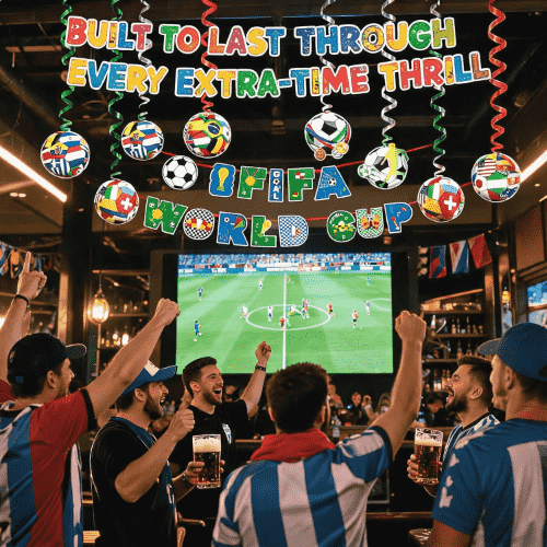 Alacrina 2026 FIFA World Cup Party Decorations with World Cup Theme Banner, Hanging Swirl Streamer