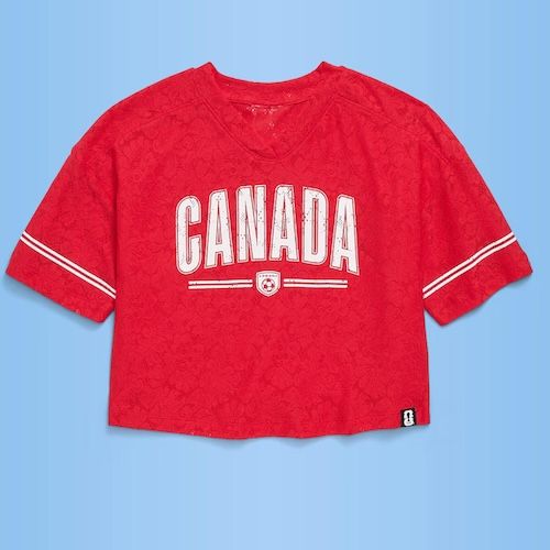FIFA World Cup 26™ Canada Boxy Lace V-Neck T-Shirt for Girls