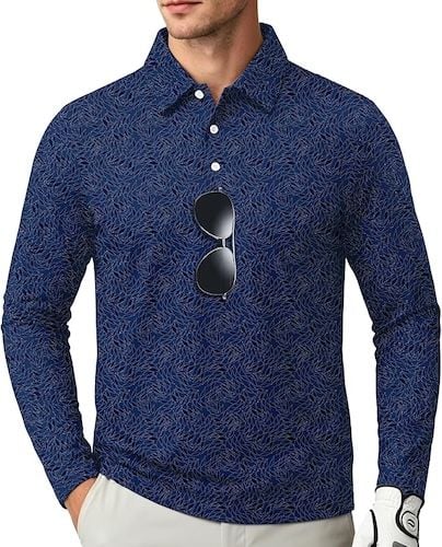 ZITY Long Sleeve Polo Shirts for Men Work Fish Outdoor