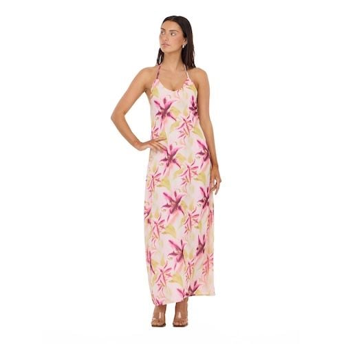 Forever 21 Women's Printed Maxi Dress with Low Back