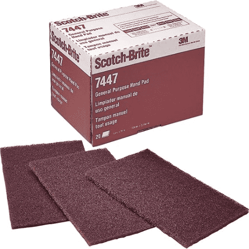 Scotch-Brite 3M 7447 Pro Maroon General Purpose Hand Pads, 1 Pack of 20 Pads, 6" x 9"