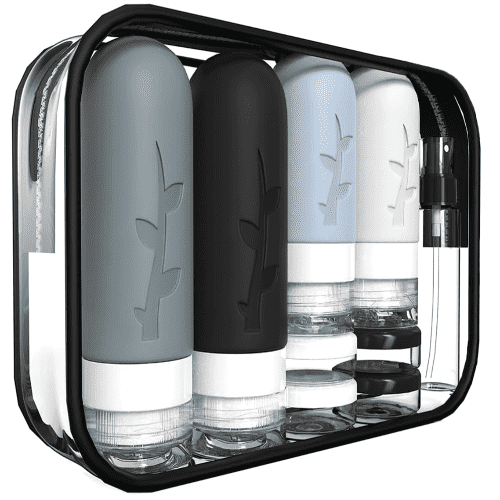 Tocelffe TSA Approved Silicone Travel Bottles for Toiletries, Leak Proof Refillable Liquids Shampoo and Conditioner Travel Essentials Toiletry Bottles, 18 Packs