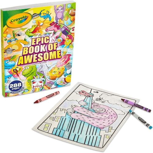 Crayola Coloring Book, Epic Book of Awesome, Animal Coloring, Glitter Stickers, Travel Activity, Ages 3+, 288 Pages