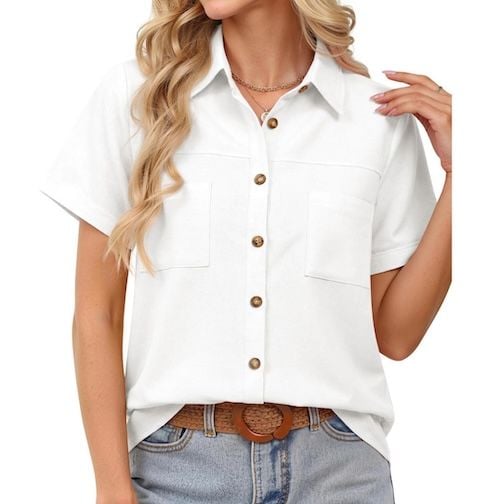 Fantaslook Womens Button Down Shirts Cotton Linen