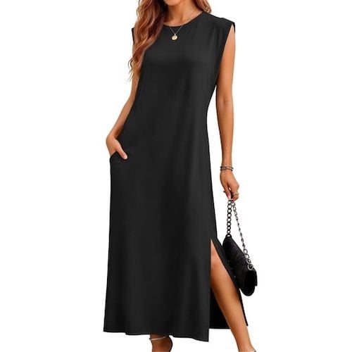 Fantaslook Womens Maxi Dress Round Neck Sleeveless Sundress