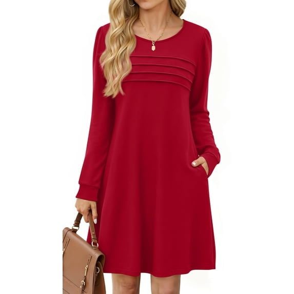 Fantaslook Pleated Long Sleeve Dresses for Women