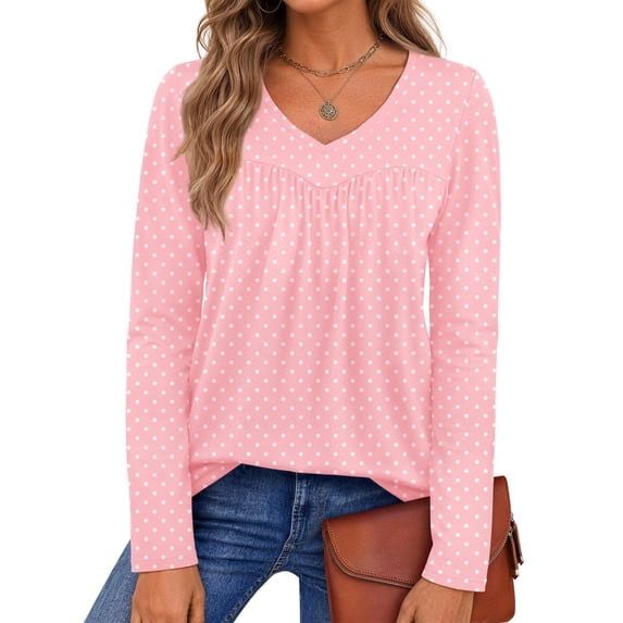 Fantaslook Womens Tops Dressy Casual Pleated Blouses V Neck