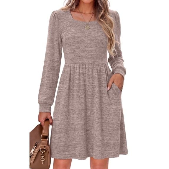 Fantaslook Square Neck Long Sleeve Dresses for Women