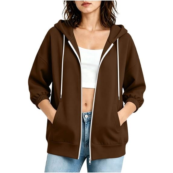 Annhoo Hoodies Sweat Jacket for Women Long Sleeve