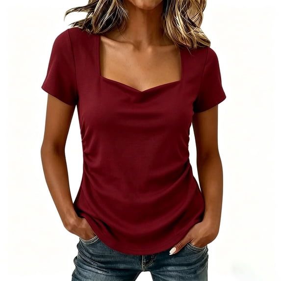 Annhoo Women's Fashion Summer Top Square Neck