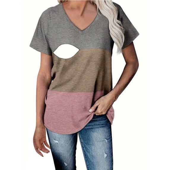 Annhoo Maternity Clothes Fashion Color Block