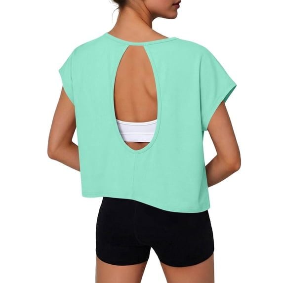 Annhoo Open Back Workout Tops for Women Loose Breathable
