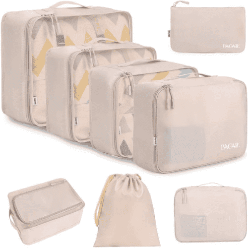 BAGAIL Packing Cubes for Travel Accessories-Cream, 8 Sets