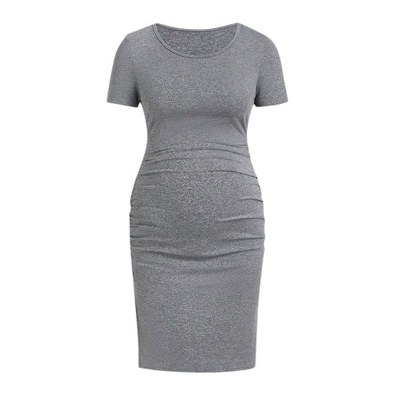 Annhoo Maternity Womens Midi Dress Short Sleeve
