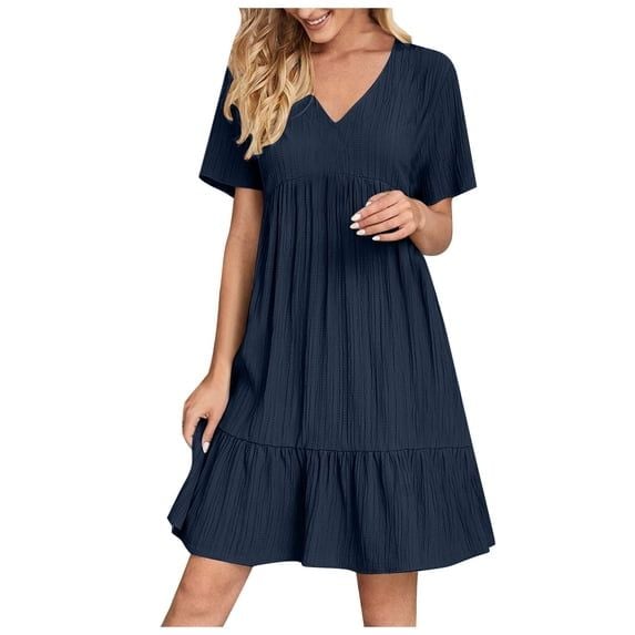 Annhoo Summer Dresses for Women Short Sleeve V Neck