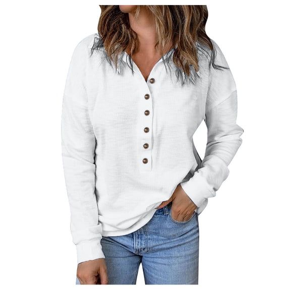 Annhoo Fall Tops for Women Casual Long Sleeve Button Front