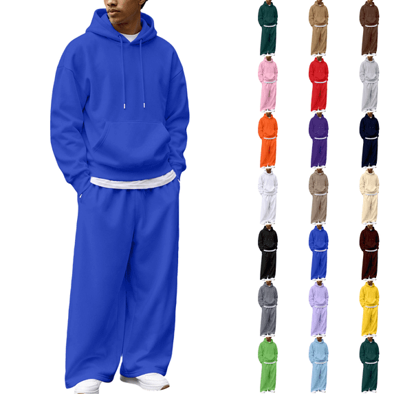 Sweat Suits Men 2 Piece Fleece Hoodies and Open Hem Sweatpants
