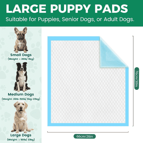 YOPETKI Large Absorbent & Quick-Dry Leak-Proof Disposable Dog Pee Pads, 30"x26", 100 Counts