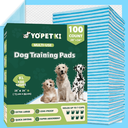 YOPETKI Extra Large Super Absorbent & Leak-Proof Quick-Dry Disposable Dog Pee Pads, 28"x34", 100 Packs