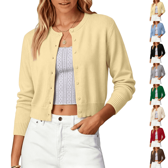 Cropped Cardigan Sweater Womens Lightweight