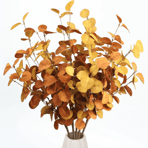 Bessol Artificial Fall Eucalyptus Stems for Decorations, 5Pcs