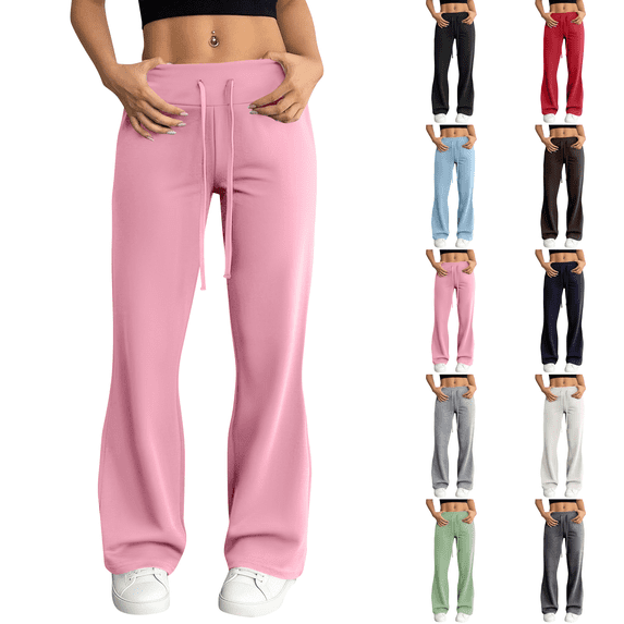 Flare Leggings for Women Summer Drawstring High Waisted