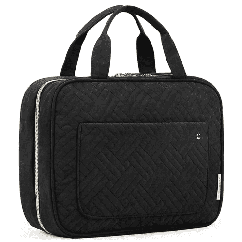 BAGSMART Water-resistant Toiletry Travel Bag with Hanging Hook, Full-size Container, Black, Medium