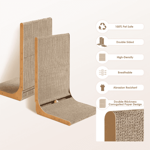EHEYCIGA 16.5-in Extra Wide L Shaped Vertical Cat Scratching Board, Brown