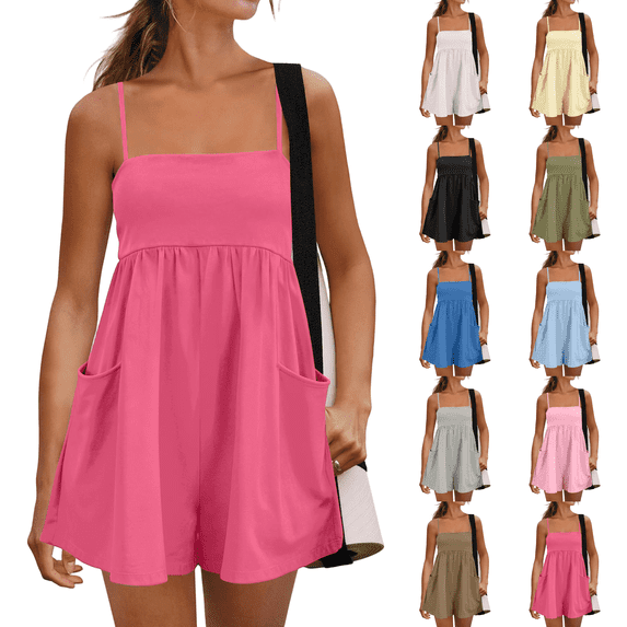 Summer Rompers Womens Beach Vacation Clothes Adjustable Strap